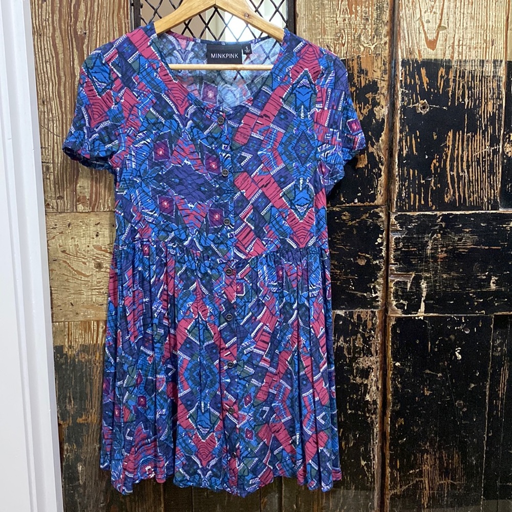 90’s Vintage Printed Mini Dress